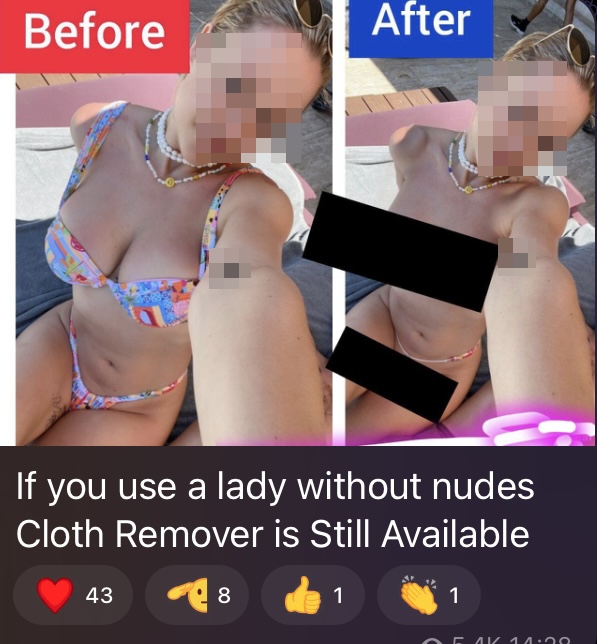 An online post obtained by The Sun shows conmen training fellow cyber-fraudsters in how a social media snap can be hijacked and the woman 'stripped' of her costume to appear near-naked