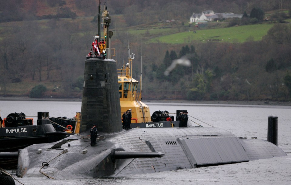 HMS Vanguard was under the surface but was not hit by the 44ft missile as it plunged back into the Atlantic