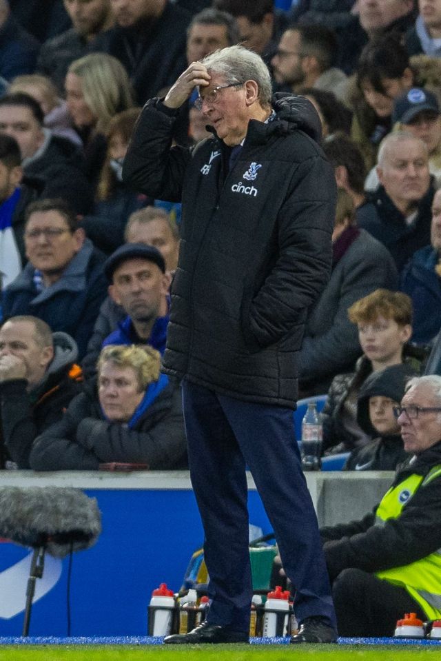 Roy Hodgson watches on as his side capitulate away at Brighton