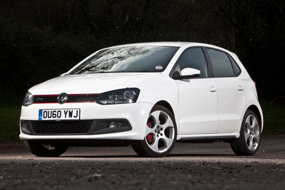 D379DX White VW Volkswagen Polo GTI parked on road, Winchester, England