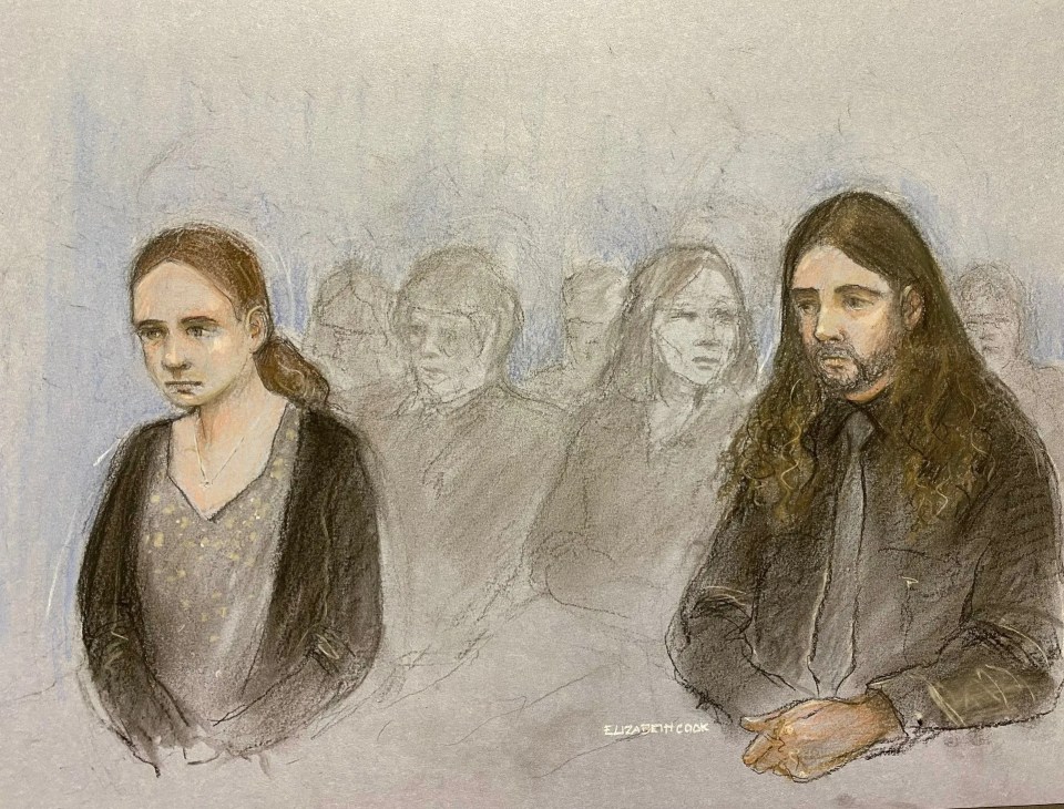 Court sketch of the two killers on Friday as they were sentenced