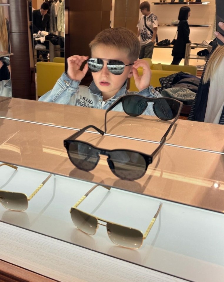 Hunter has a love of luxury items and stopped to try on the designer shades