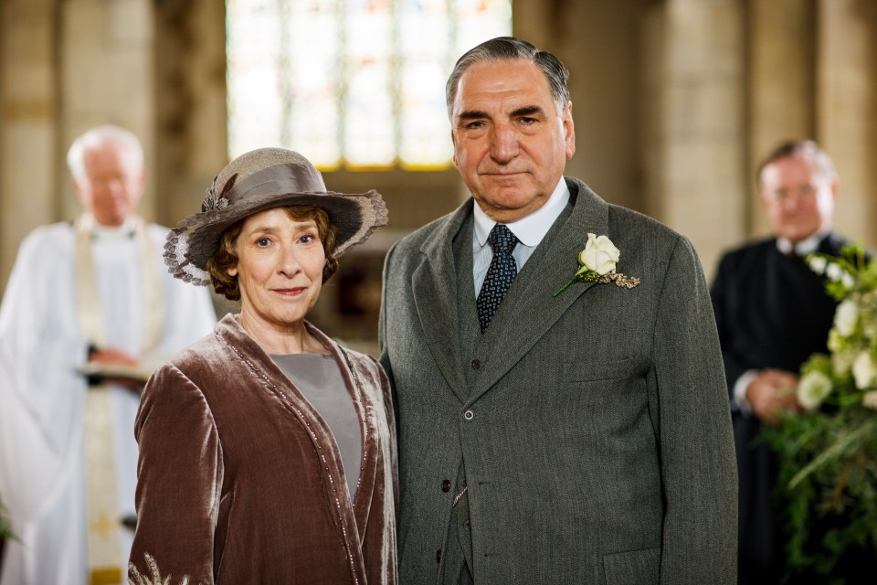 Phyllis, played housekeeper Mrs Hughes in Downton Abbey, pictured with Jim Carter