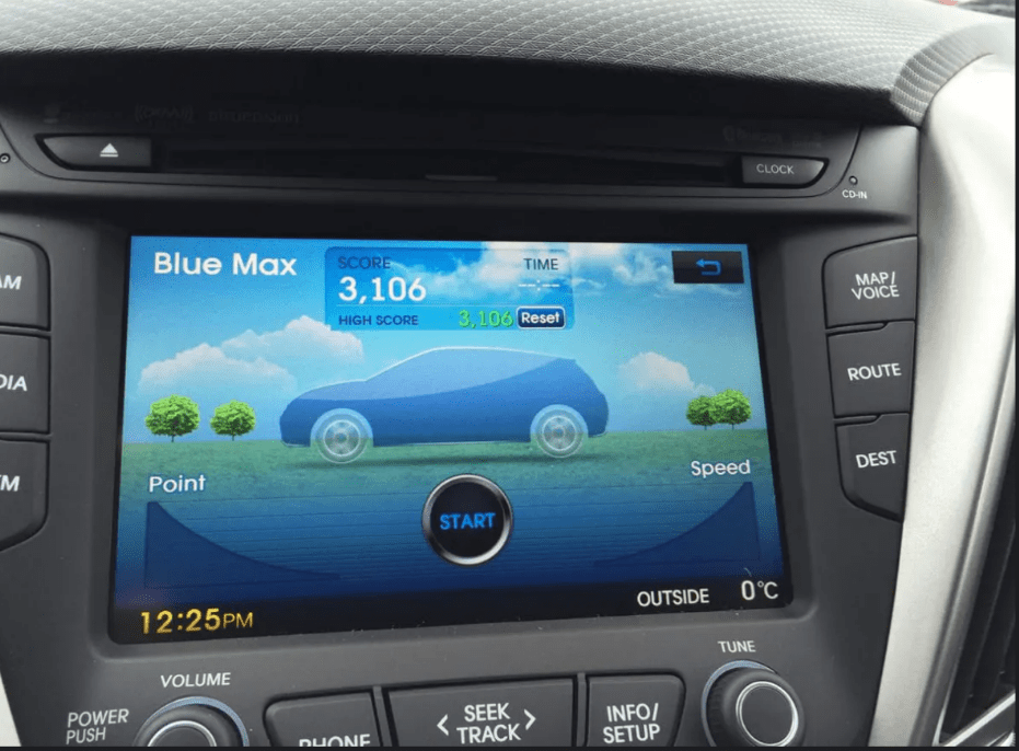 The Blue Max game measures fuel efficiency based on your driving evaluation