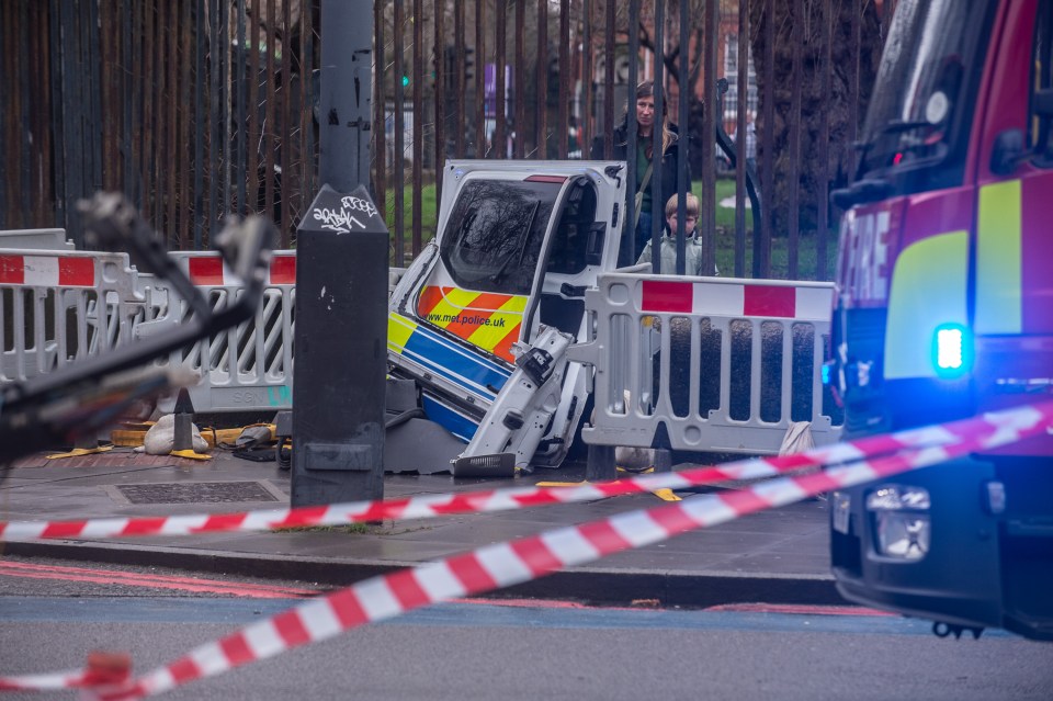 The crash left debris strewn across the road