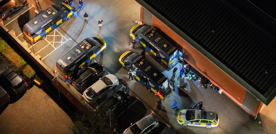 An aerial snap of the early-hours raid