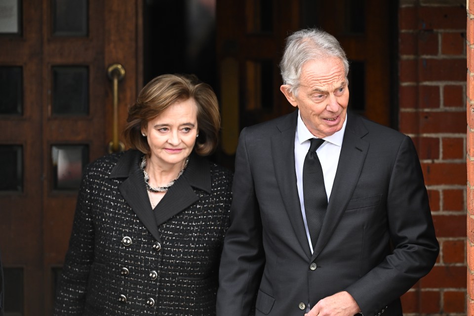 Derek Draper's former Labour boss Tony Blair and his wife Cherie also attended the service