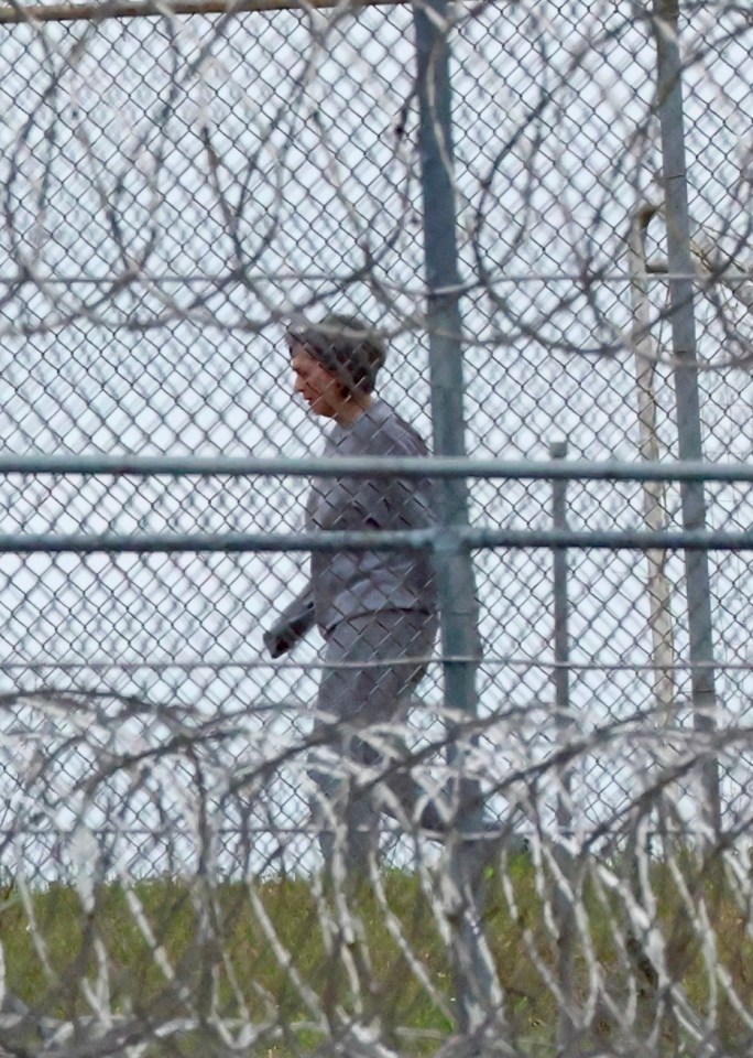 Ghislane Maxwell was pictured pacing in the jail yard in Florida where she is serving a 20-year sentence