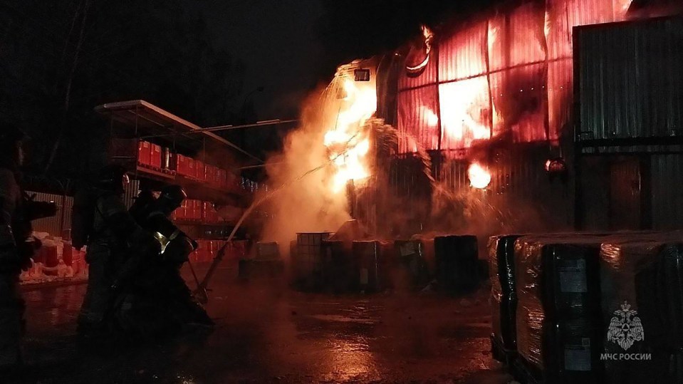 Images show firemen trying to extinguish the fire covering 37,700 square feet