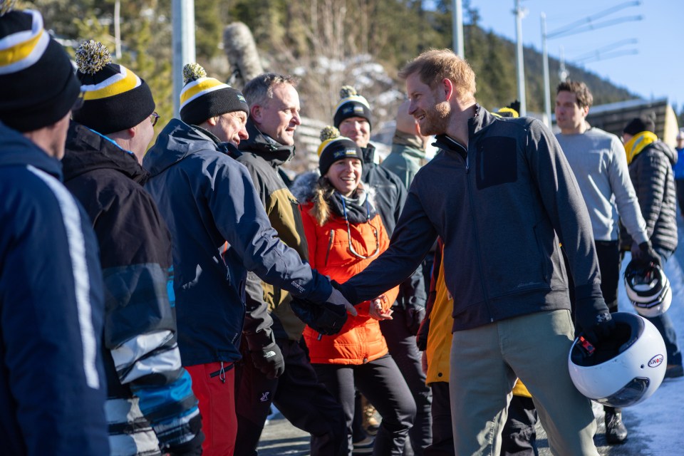 The Duke of Sussex at the Whistler Sliding Centre yesterday