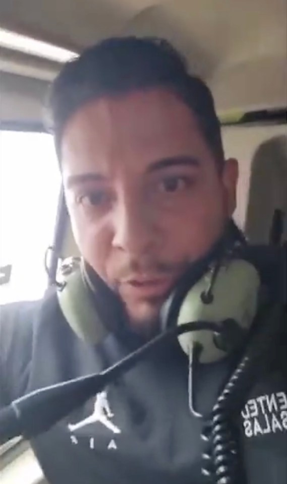 The horror moments from inside the helicopter were captured by one of the four passengers, Francisco Salas, 36