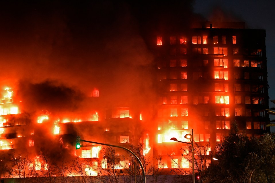 The fire ripped through two residential buildings in the Spanish city