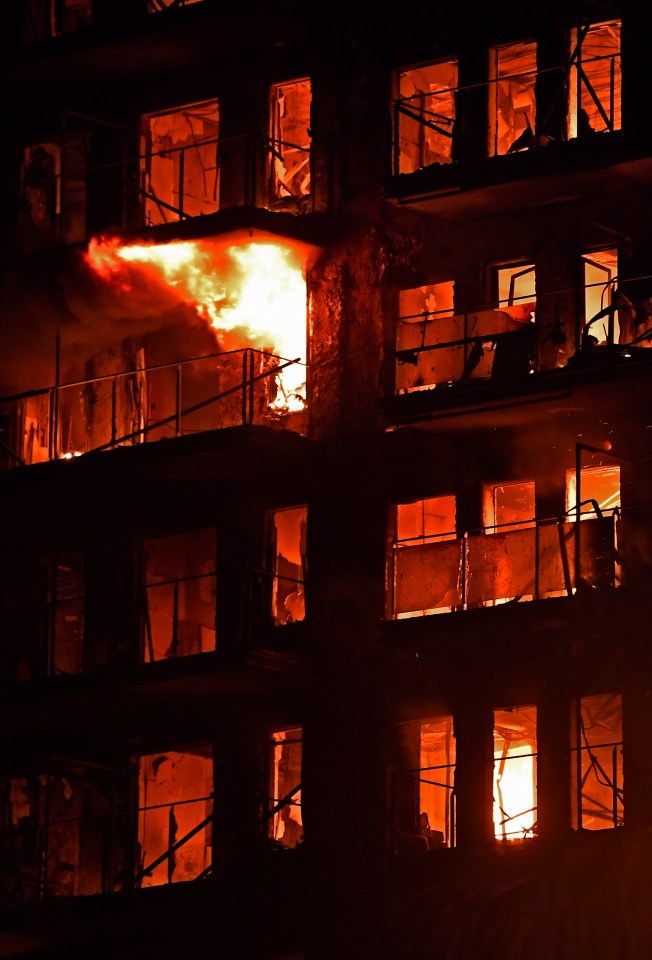 The fire spread rapidly through two residential blocks