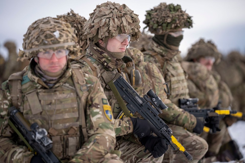 British Army, King's Royal Hussars armoured regiment during combined Nato forces training on February 2