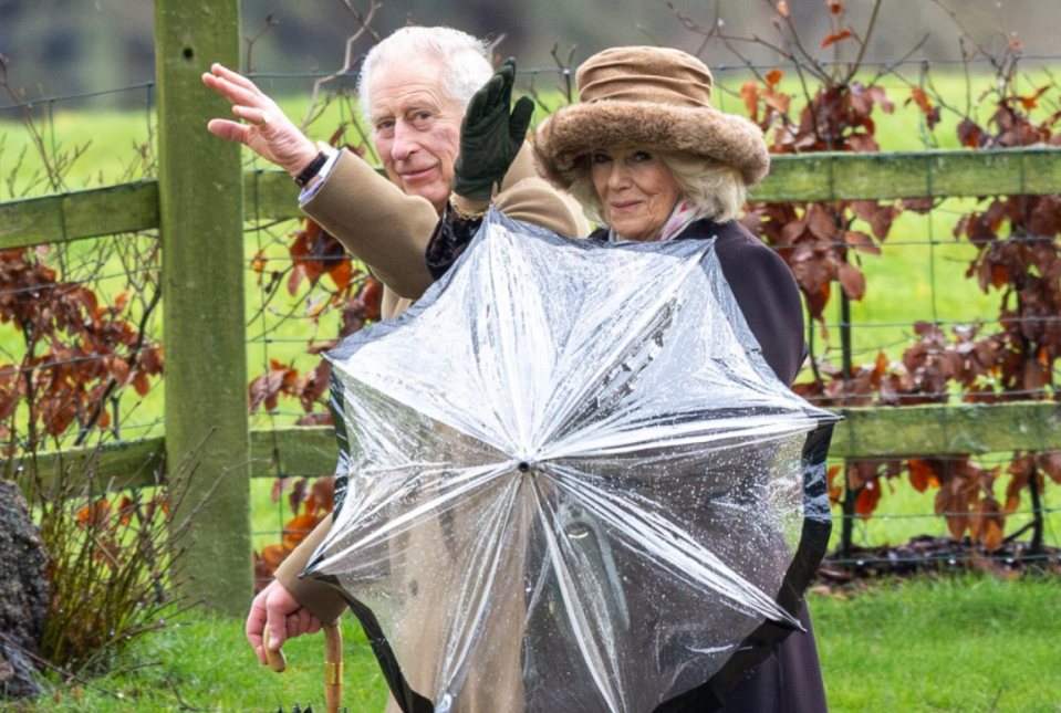 King Charles and Queen Camilla greet well-wishers at Sandringham