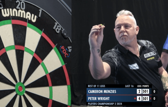 Peter Wright looked unrecognisable last night while playing Cameron Menzies