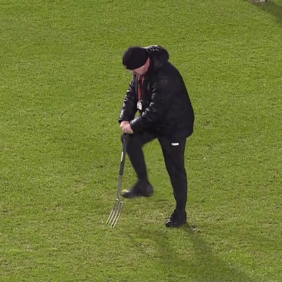 Groundsmen did all they could to get rid of the water