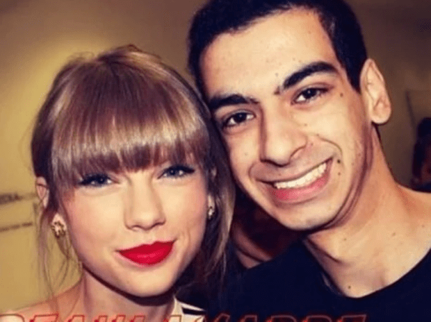 Lamarre was known for chasing celebs for selfies, seen here with Taylor Swift