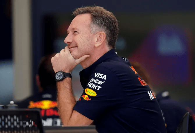 The Red Bull boss was pictured smiling this morning in Bahrain after flying in for the F1 season opener