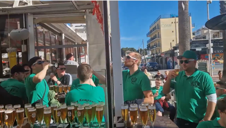 The 40 Germans broke the record by drinking 1,300 glasses of beer