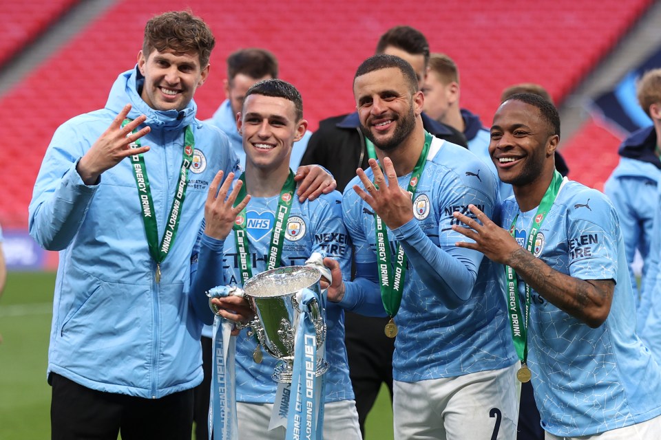 Sterling won four League Cups in a row with Man City