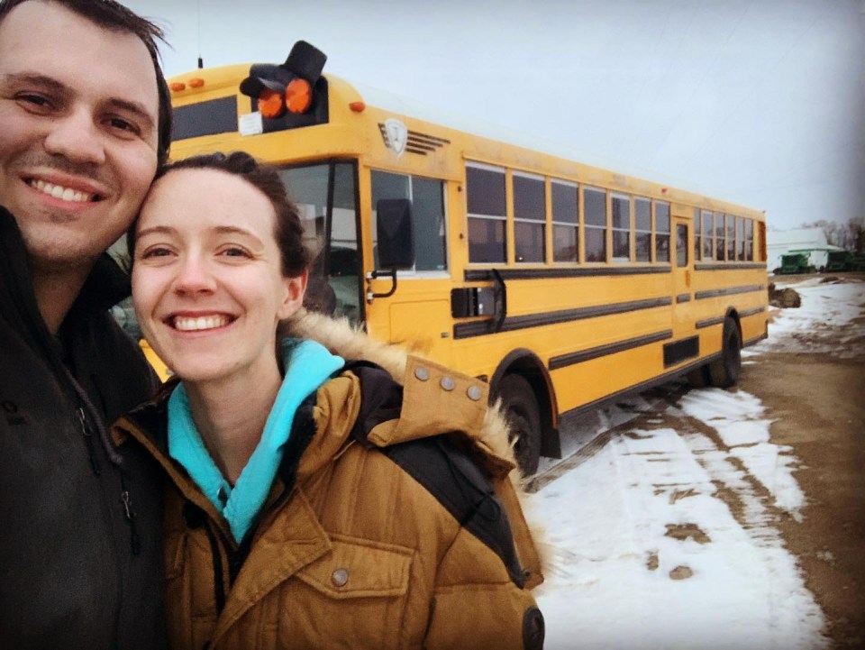 Josh and Emily Scherrer have converted a 40ft school bus into their ideal tiny home