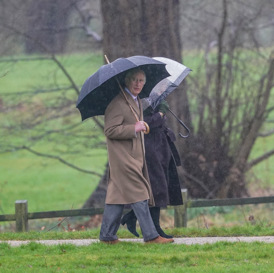 King Charles was accompanied by Queen Camilla to church at Sandringham on Sunday