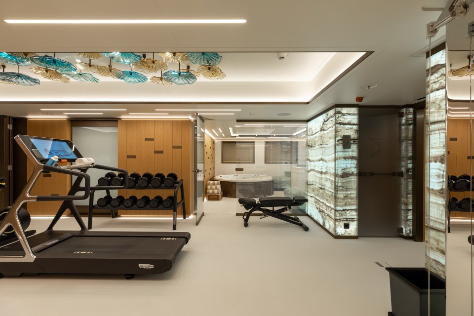 An onboard gym is provided for staff and passengers