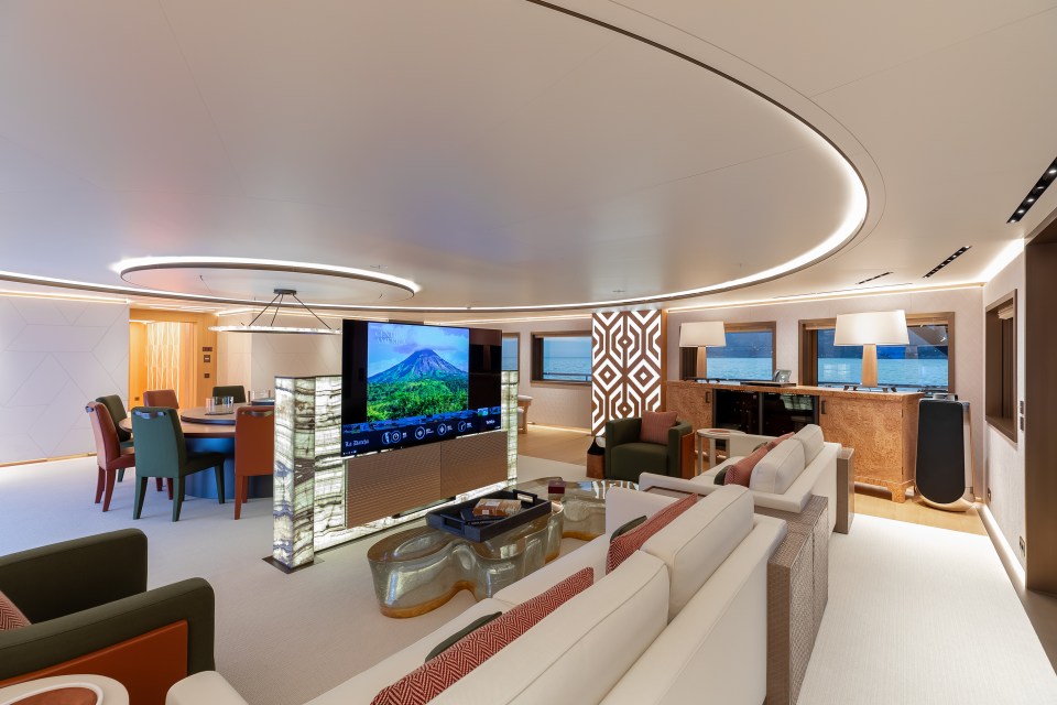 Giant sofa's and TV are just some of the comforts on board