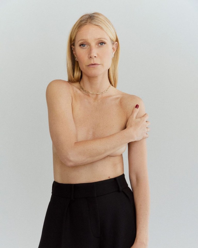 Gwyneth showed off her new jewellery collection on her naked skin