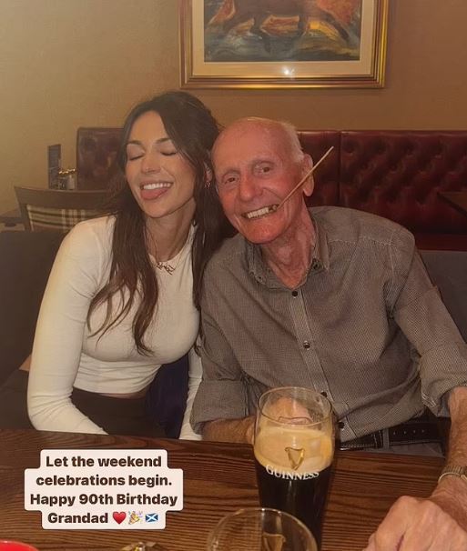 Michelle shared a giggle and drinks with her Grandad for his 90th