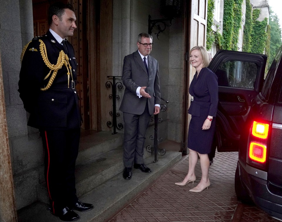 Tom welcoming former PM Liz Truss at Balmoral