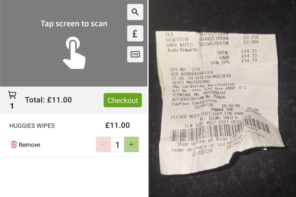 There was a difference in price on the Scan & Go screen to the price on receipt