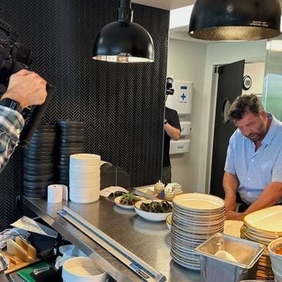 Nick getting behind the kitchen counter for the new series