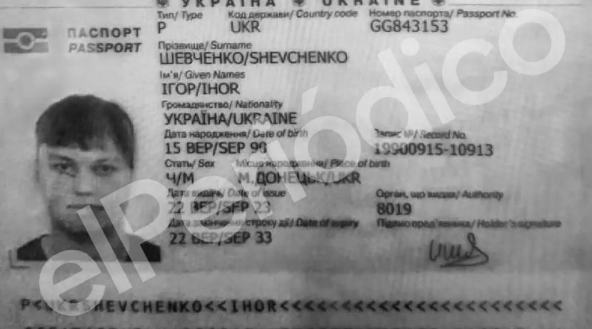 The passport Ukraine allegedly gave Kuzminov - enabling him to live as Igor Schevchenko in Spain