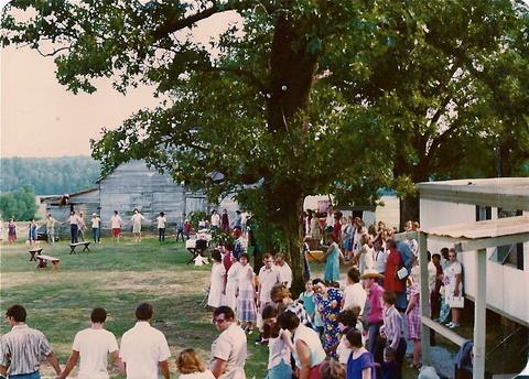 A prayer circle at one of the Move's deliverance farms