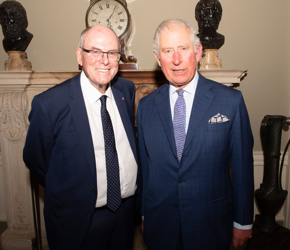 Sun photographer Arthur Edwards with Prince Charles at his 70th birthday tea party hosted by The Sun in 2018