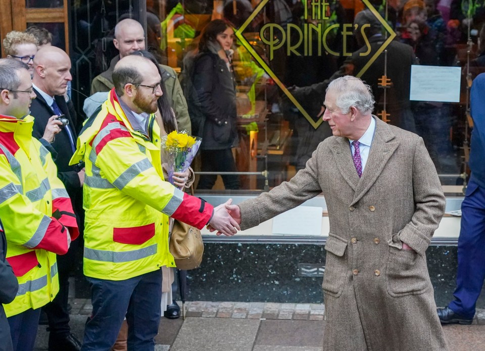 A handshake in flood-hit Pontypridd as Prince of Wales in 2020