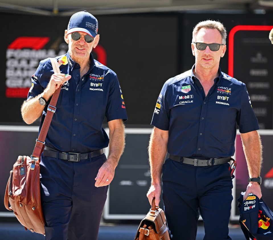 Christian Horner pictured arriving at the circuit with Adrian Newey, the chief technical officer