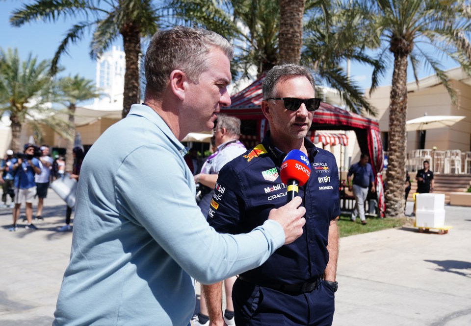 Horner looked relaxed as he spoke to a reporter