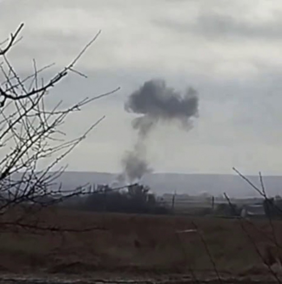 A large cloud of thick, black smoke is all that can be seen after the chilling explosion