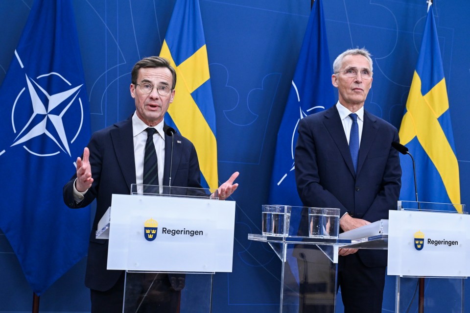 Kristersson stood next to Nato head Jens Stoltenberg who said Nato would now be ‘stronger and safer’