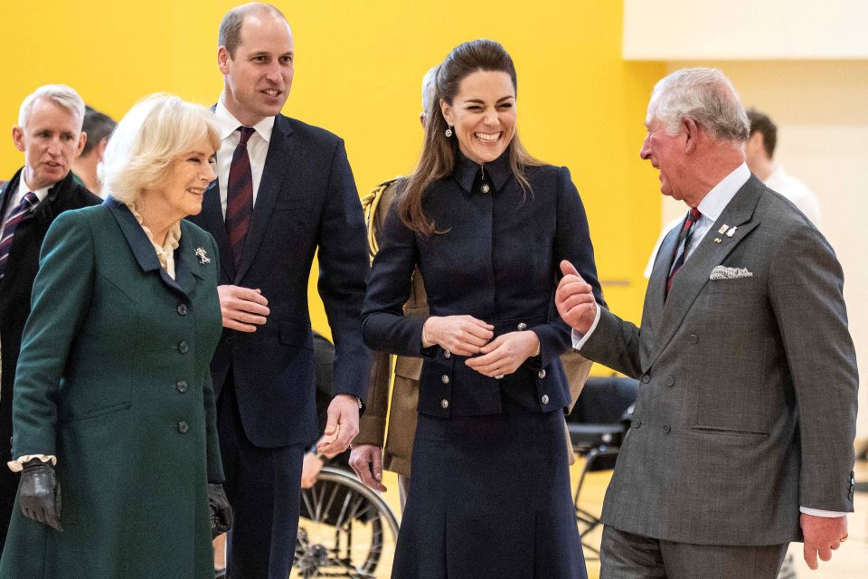 William, Kate, Charles and Camilla at a visit to the Defence Medical Rehabilitation Centre in Loughborough on February 11, 2020