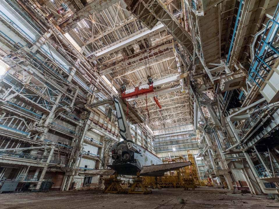 The eerie hanger where the shuttle was left abandoned