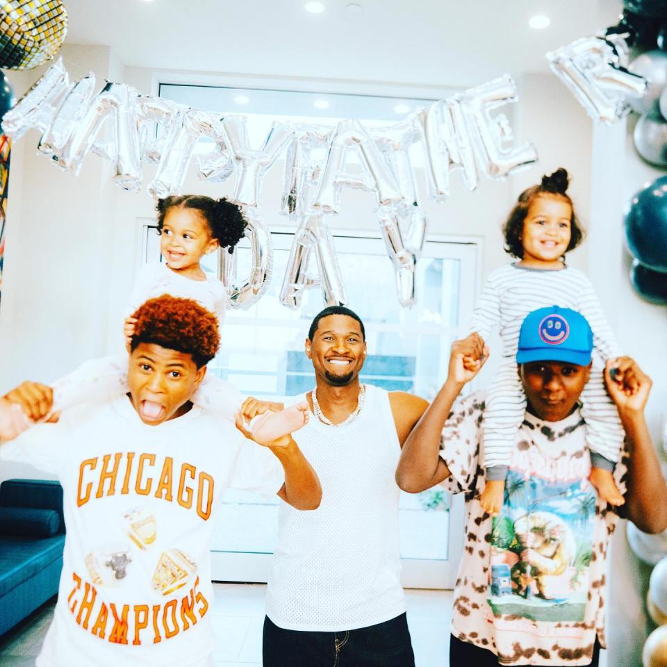 Usher shares sons, 15-year-old Usher (AKA Cinco) V, and Naviyd Ely, aged 14, with his ex-wife Tameka Foster, as well as a daughter, Sovereign Bo (three) and a one-year-old son, Sire Castrello, with Jenn Goicoechea