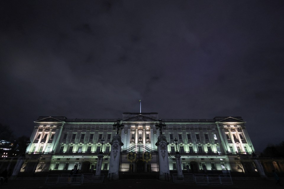 The Royal Standard flying at Buckingham Palace this evening