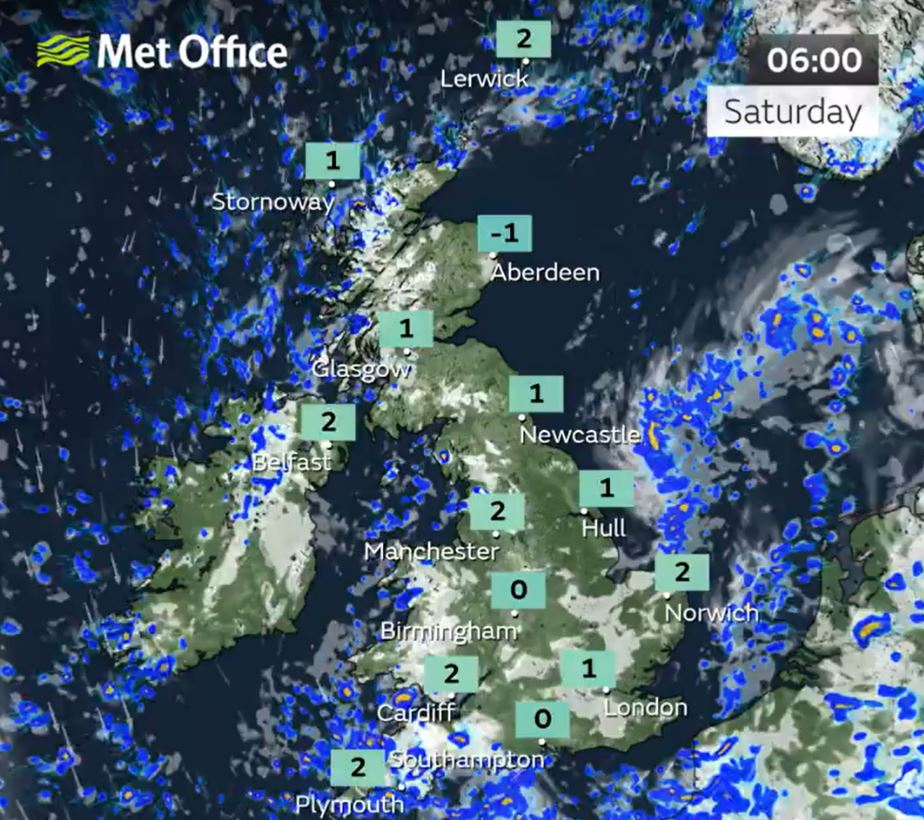 Saturday will get off to a cold start, says the Met Office