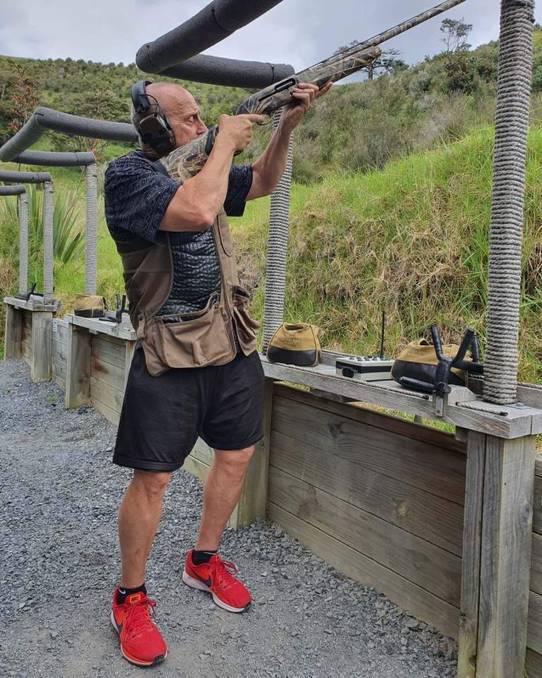 Michael taking aim on the shooting range