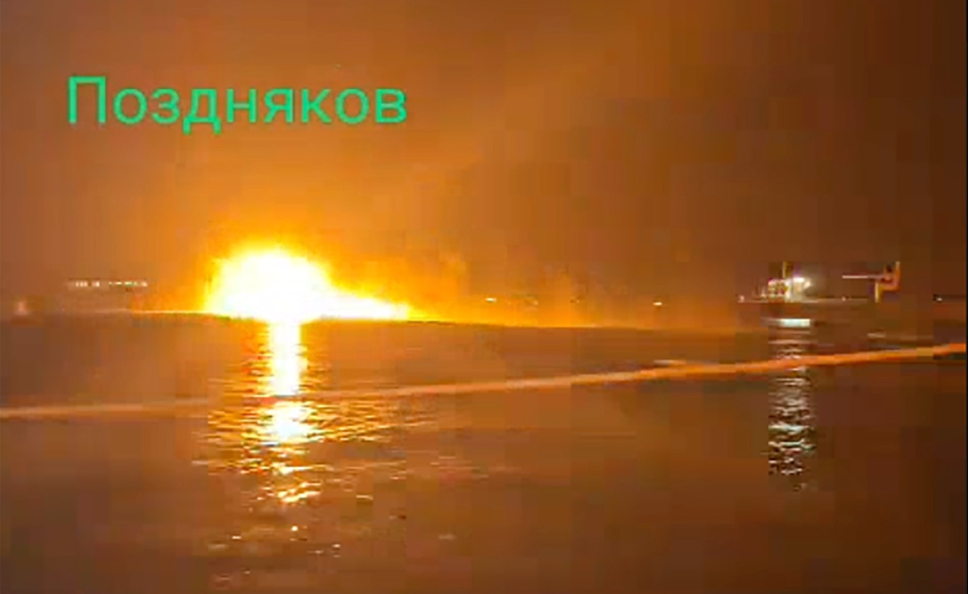 The moment the patrol ship erupted into a fireball after the nighttime attack