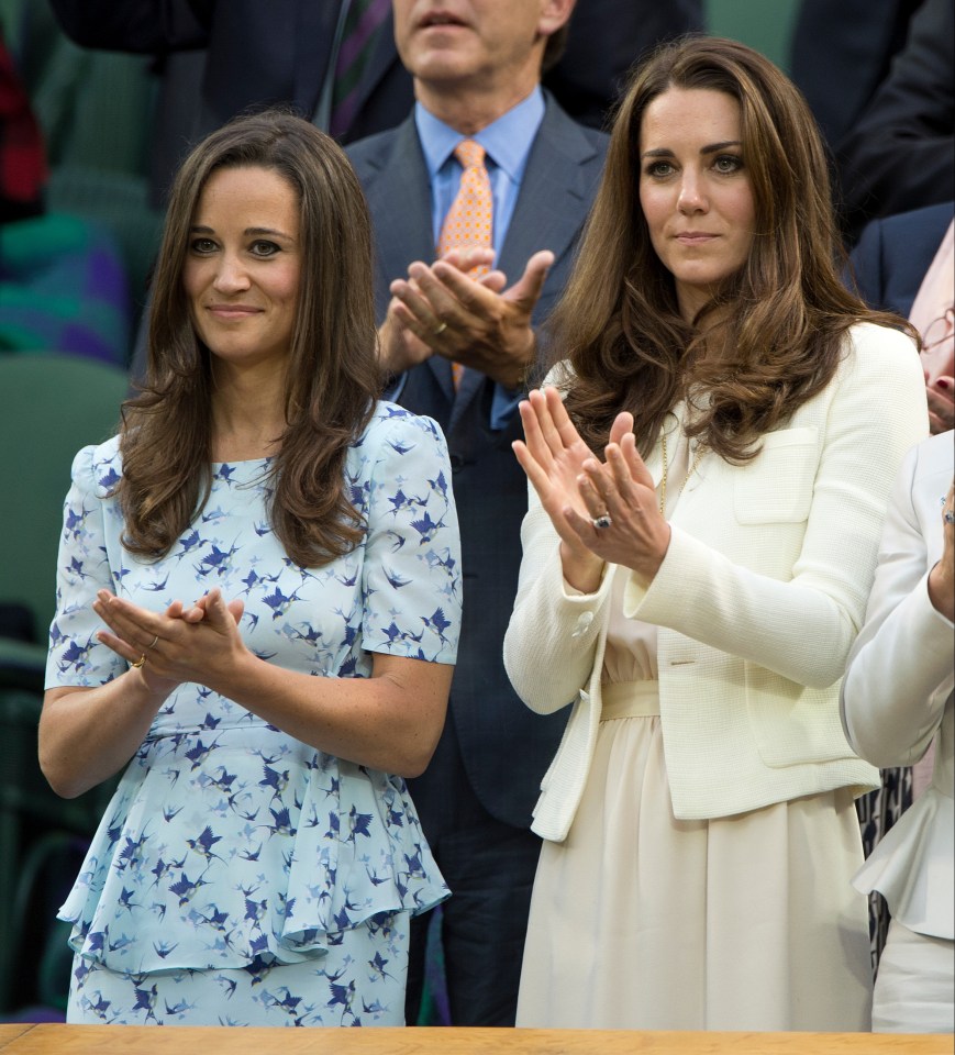 Kate Middleton, right, and Pippa Middleton in the Royal Box at Wimbledon in 2012